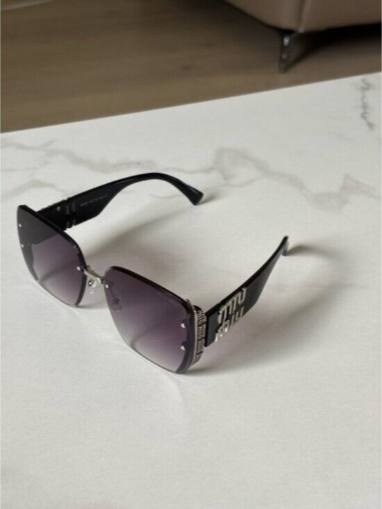 Miu Miu Black Frames with Purple Gradient Lenses Oversized Sunglasses